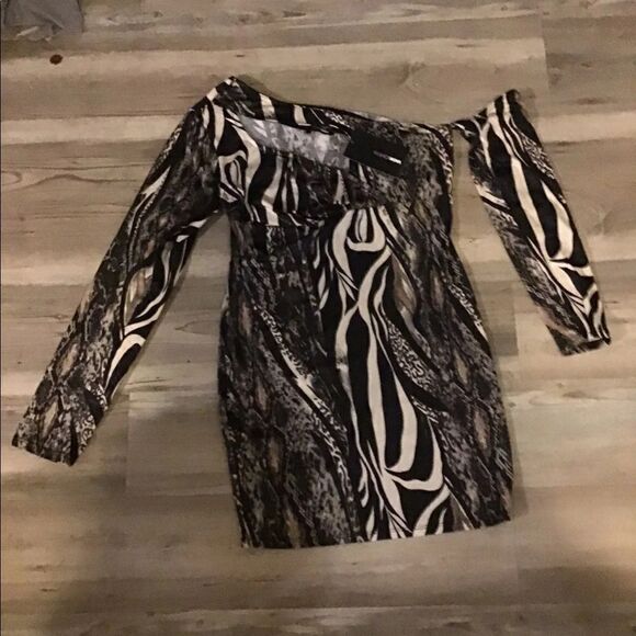 NWT~Fashion Nova One Shoulder Animal Print Mini Dress Sz Large - Picture 2 of 3